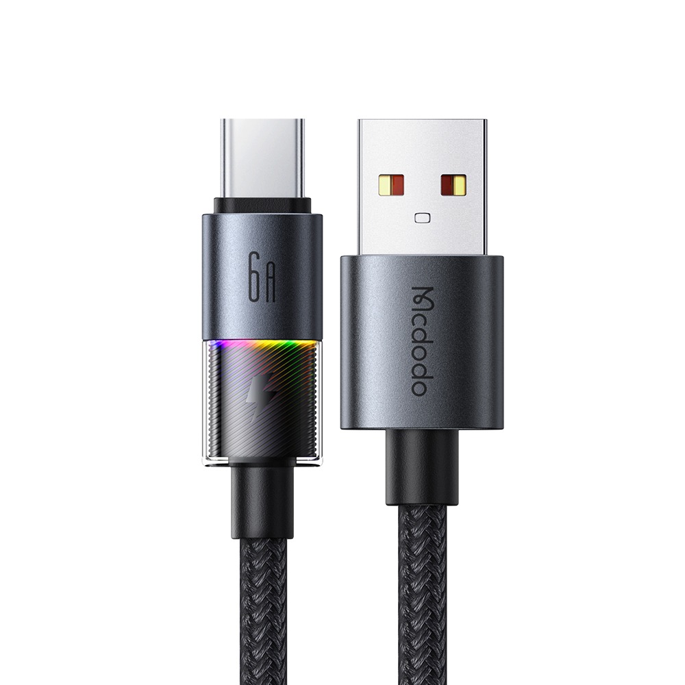 کابل شارژ USB به تایپ‌سی چراغدار RGB کنفی ۱.۲ متری مک‌دودو مدل ca-8180