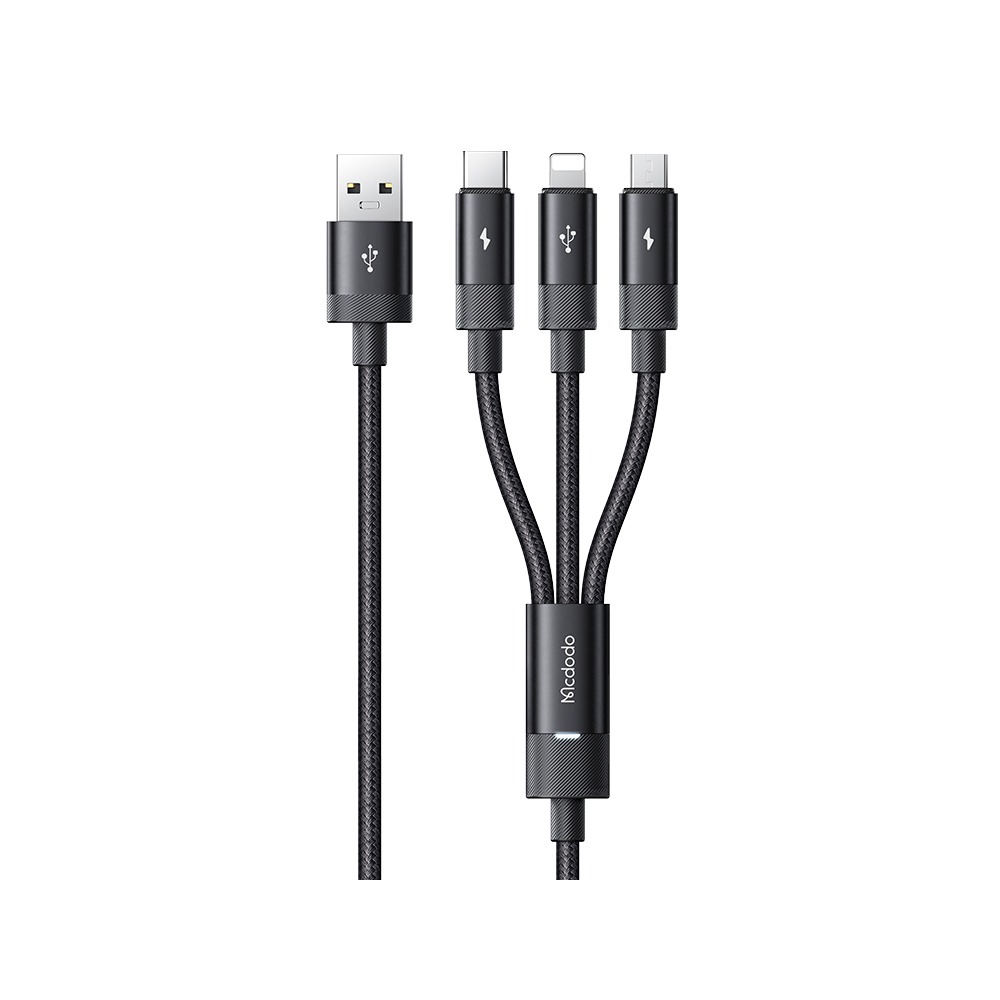 کابل شارژ USB به تایپ‌سی و میکرو و لایتنینگ ۳ کاره کنفی مک‌دودو مدل ca-5790