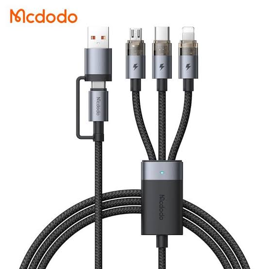 کابل شارژ و تبدیل USB و تایپ‌سی به تایپ‌سی و لایتنینگ و میکرو ۱۰۰ واتی مک‌دودو مدل ca-7260